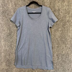 Eileen Fisher Dress Womens Small Blue Shirt Short Sleeve Organic Minimalist